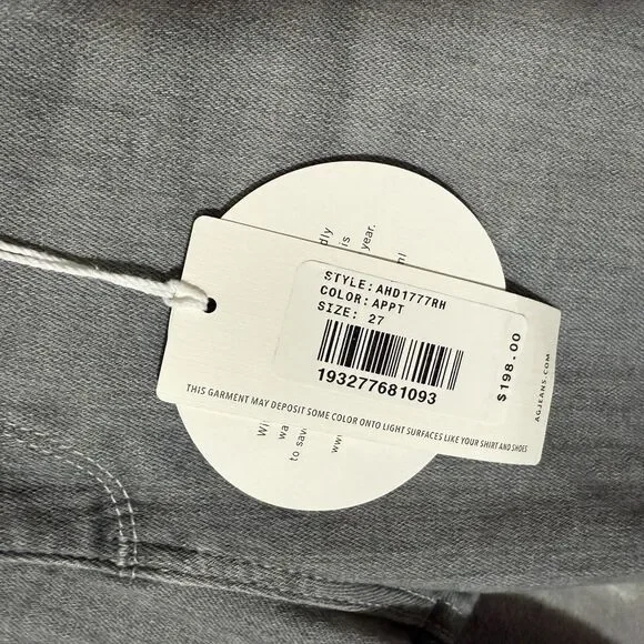 NWT AG Adriano Goldschmied Jeans 27 Farrah Ankle Seamless Gray Skinny High Rise